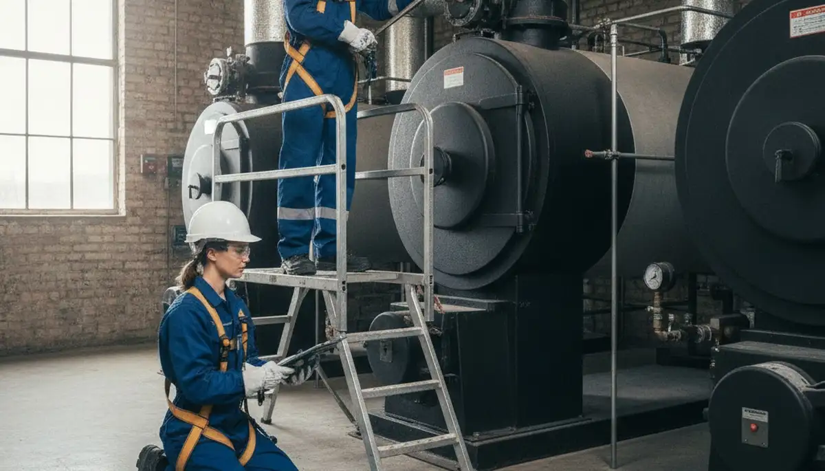 Boiler repair technician servicing heating system in Oak Park, IL for reliable home comfort