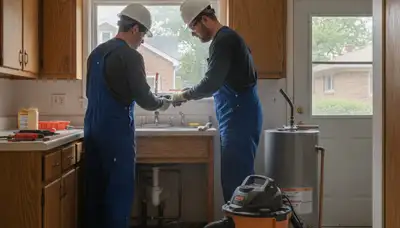 Plumber repairing a pipe in Oak Park, IL for a plumbing repair service