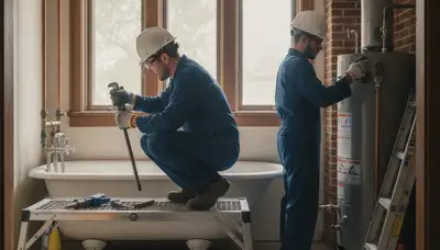 Oak Park, IL plumbing repair technician fixing a residential pipe leak