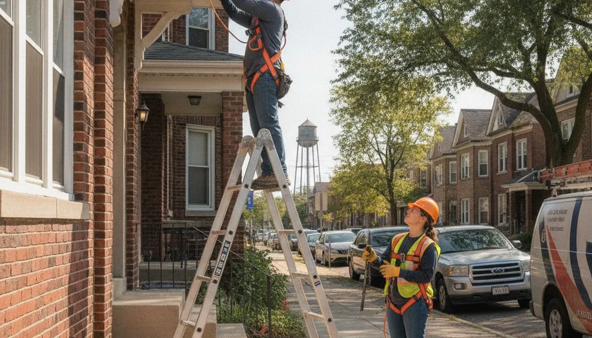 Oak Park, IL plumbing repair technician fixing a residential pipe leak