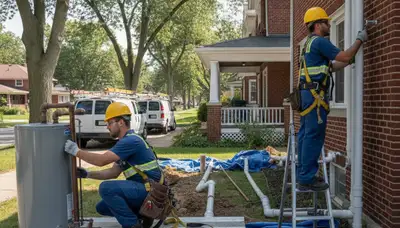 Oak Park, IL plumbing repair technician servicing a residential pipe leak