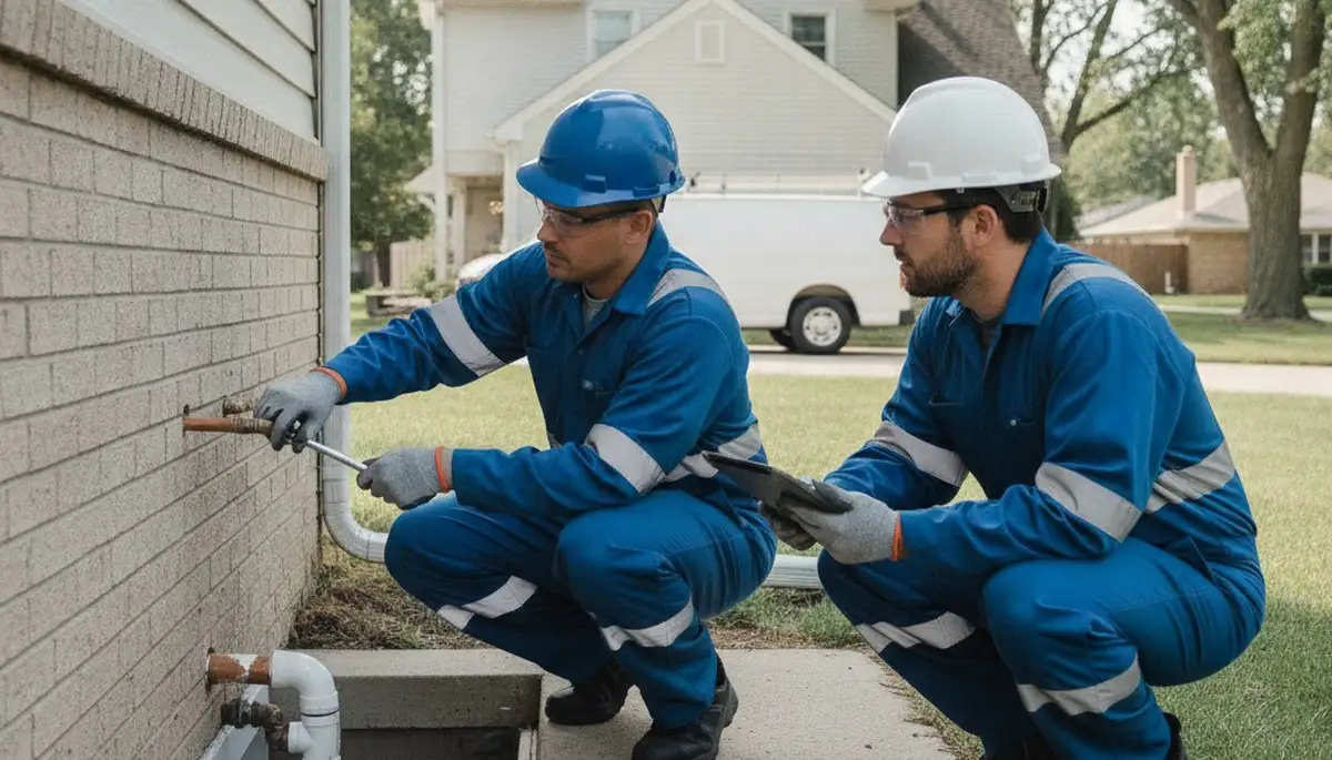 Plumber repairing sink pipe in Oak Park, IL for residential plumbing service