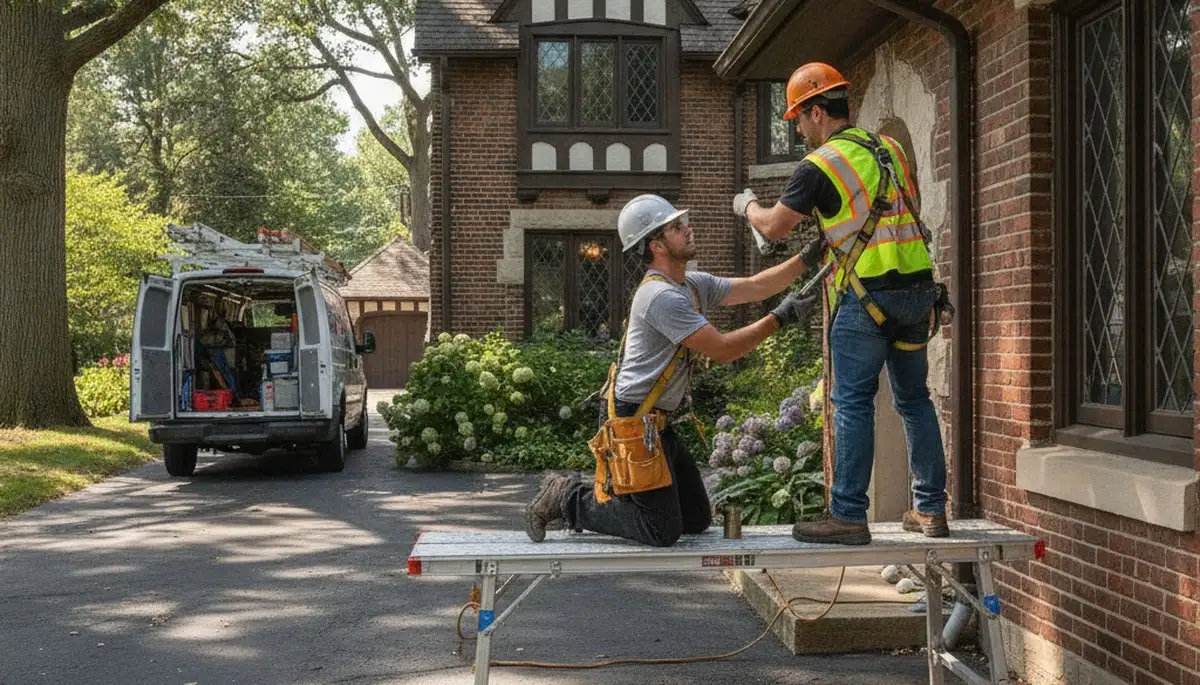 Plumber repairing a pipe in Oak Park, IL for plumbing repair service