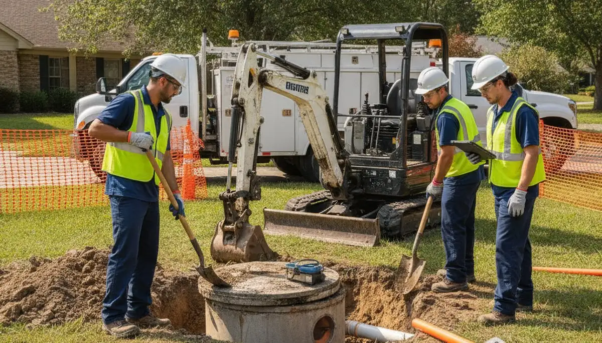 Oak Park, IL plumbers inspecting septic repair system for a home service call