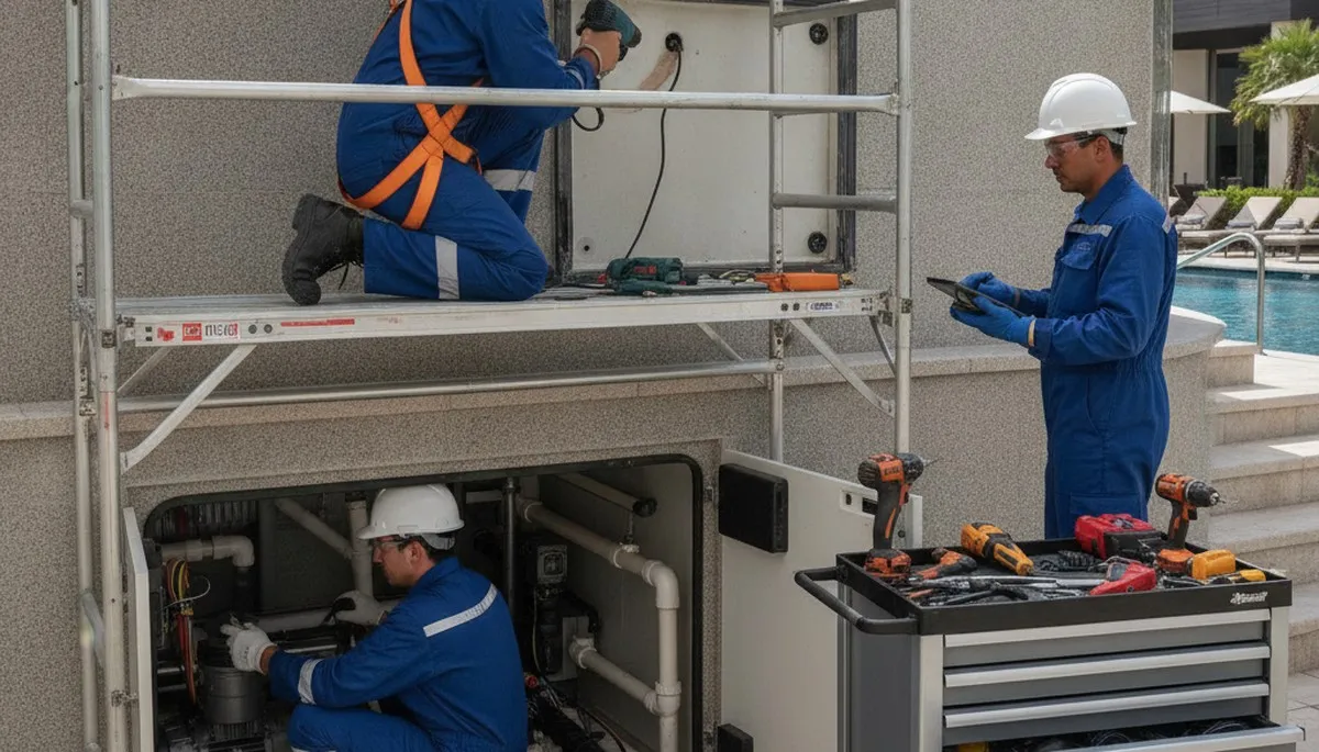 Oak Park, IL plumber repairing a spa for reliable home plumbing service