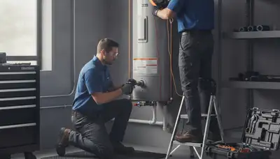 Oak Park, IL plumber repairing a water heater for reliable home plumbing service